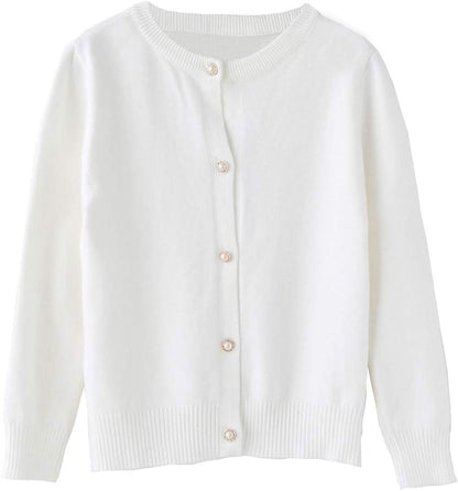 Girls Cardigan Sweater School Uniforms Button Long Sleeve Knit Tops